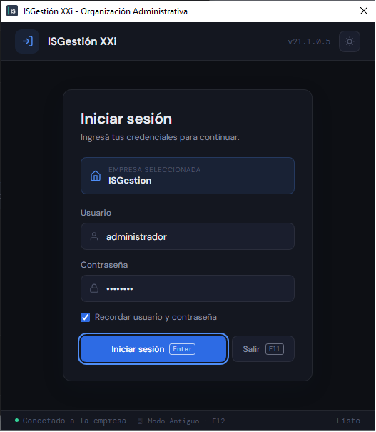 Inicio de sesión
